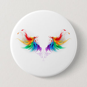 Fluffy Rainbow Wings 3 Inch Round Button