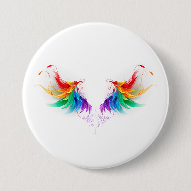 Fluffy Rainbow Wings 3 Inch Round Button (Front)