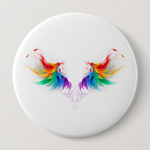 Fluffy Rainbow Wings 4 Inch Round Button