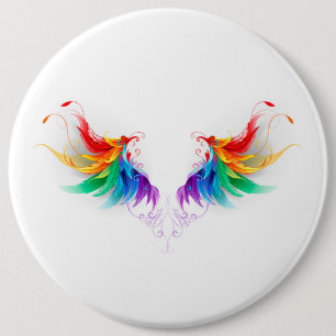 Fluffy Rainbow Wings 6 Inch Round Button