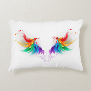 Fluffy Rainbow Wings Accent Pillow