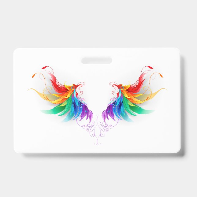 Fluffy Rainbow Wings Badge (Front)