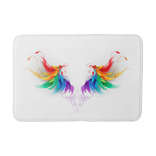 Fluffy Rainbow Wings Bath Mat