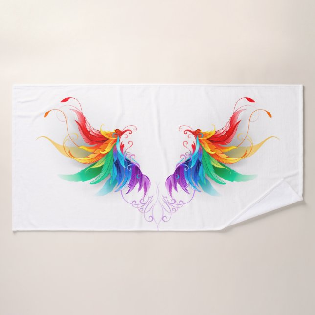 Fluffy Rainbow Wings Bath Towel (Bath Towel)