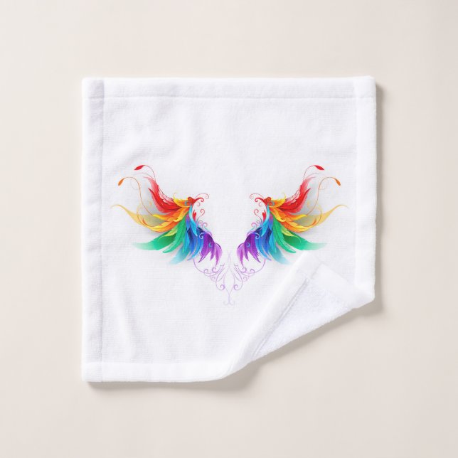 Fluffy Rainbow Wings Bath Towel Set (Wash Cloth)