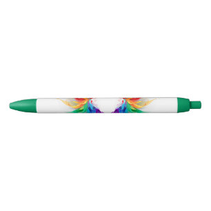 Fluffy Rainbow Wings Black Ink Pen