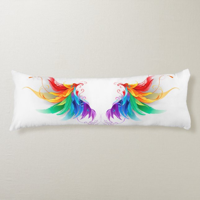 Fluffy Rainbow Wings Body Pillow (Front)
