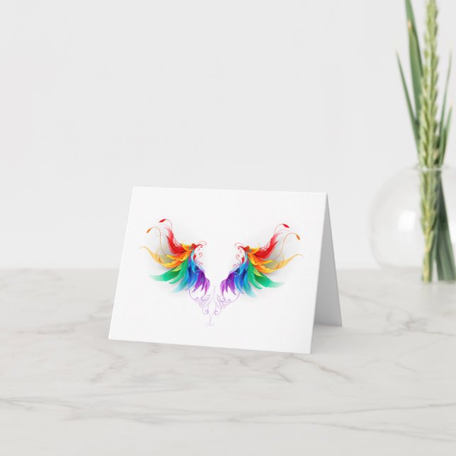 Fluffy Rainbow Wings Card (Front)