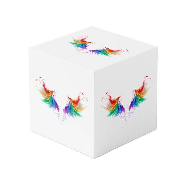 Fluffy Rainbow Wings Cube (Front Angled)