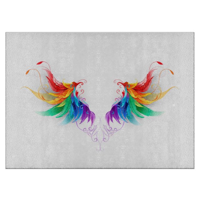 Fluffy Rainbow Wings Cutting Board (Front)