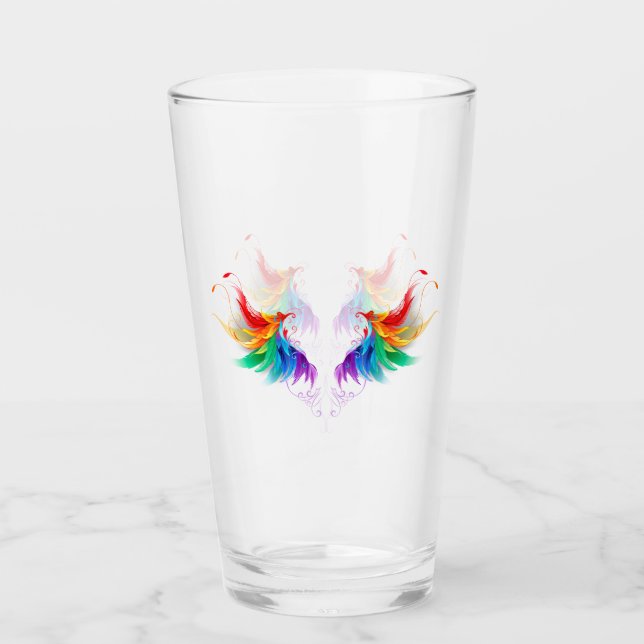 Fluffy Rainbow Wings Glass (Front)