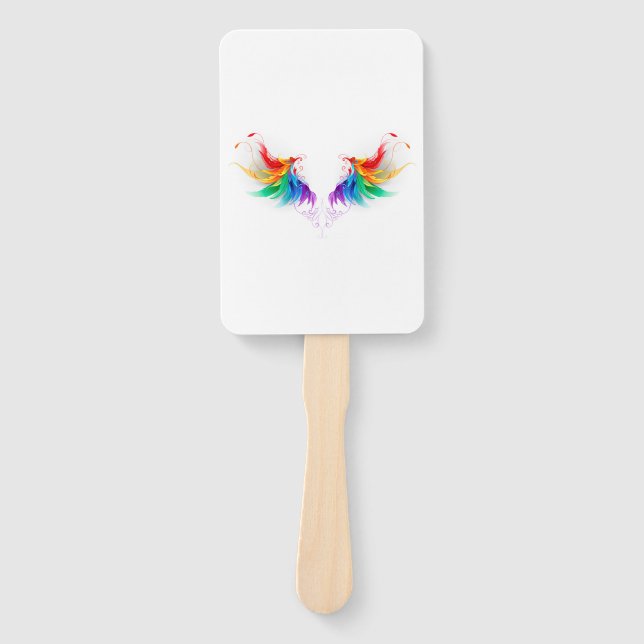 Fluffy Rainbow Wings Hand Fan (Front)