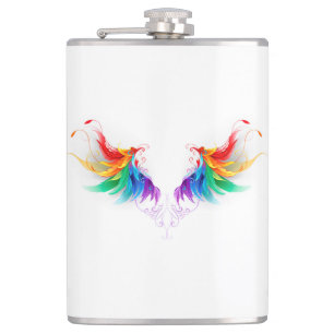 Fluffy Rainbow Wings Hip Flask