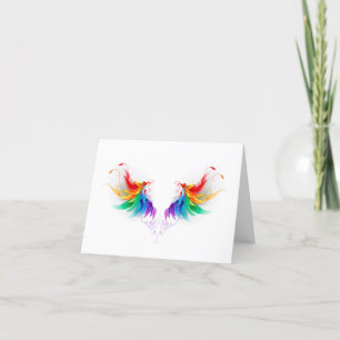 Fluffy Rainbow Wings Holiday Card