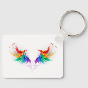 Fluffy Rainbow Wings Keychain