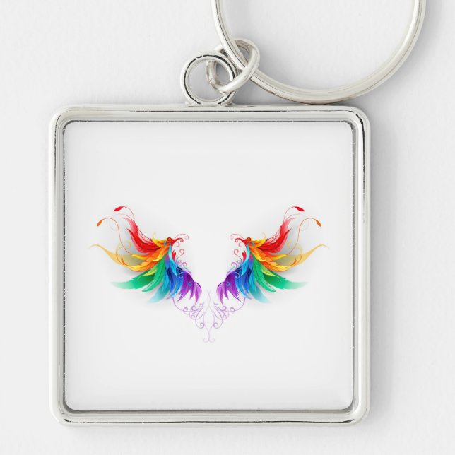 Fluffy Rainbow Wings Keychain (Front)