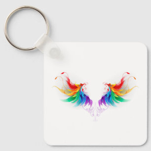 Fluffy Rainbow Wings Keychain