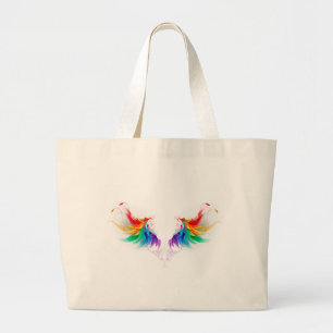 Fluffy Rainbow Wings Large Tote Bag