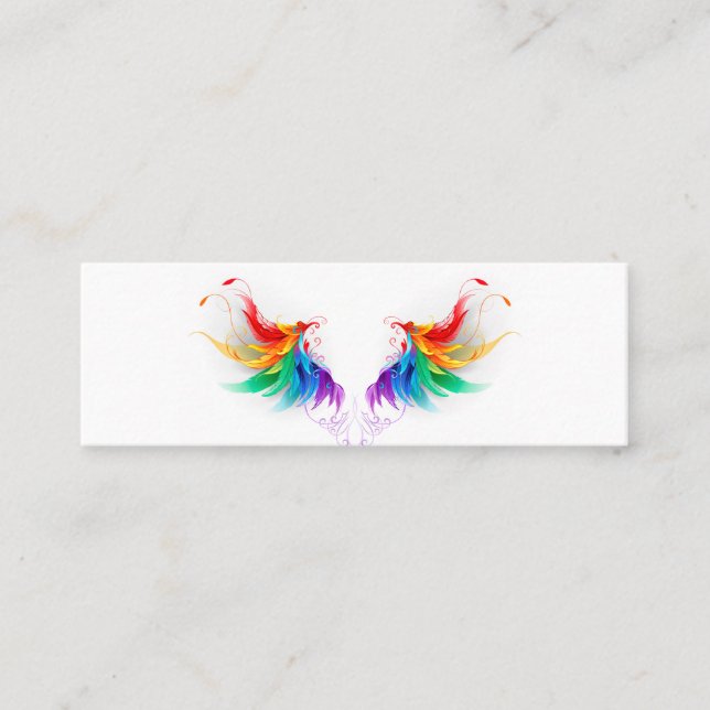 Fluffy Rainbow Wings Mini Business Card (Front)