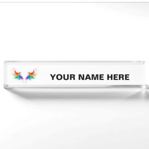 Fluffy Rainbow Wings Nameplate