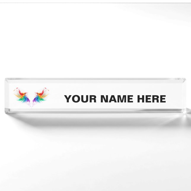 Fluffy Rainbow Wings Nameplate (Front)