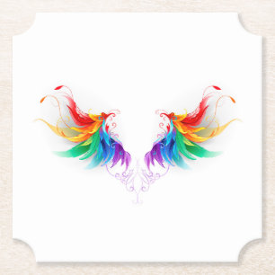 Fluffy Rainbow Wings Paper Coaster