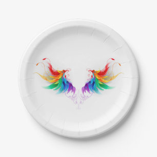 Fluffy Rainbow Wings Paper Plate