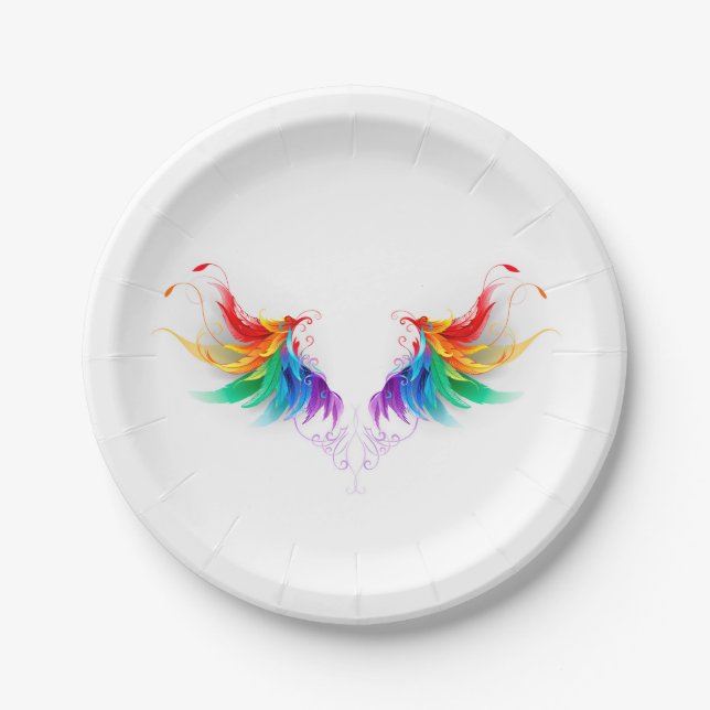 Fluffy Rainbow Wings Paper Plate (Front)
