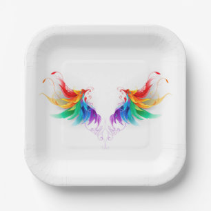 Fluffy Rainbow Wings Paper Plate