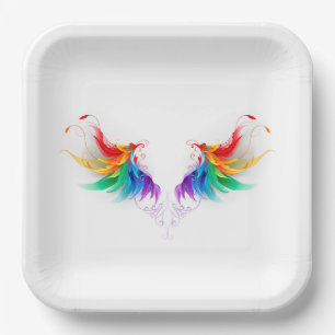 Fluffy Rainbow Wings Paper Plate