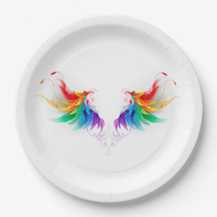 Fluffy Rainbow Wings Paper Plate