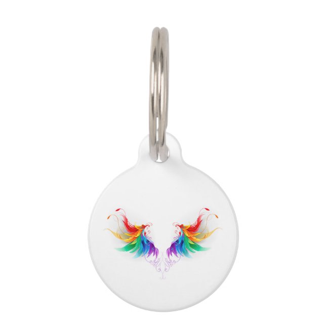 Fluffy Rainbow Wings Pet Tag (Front)