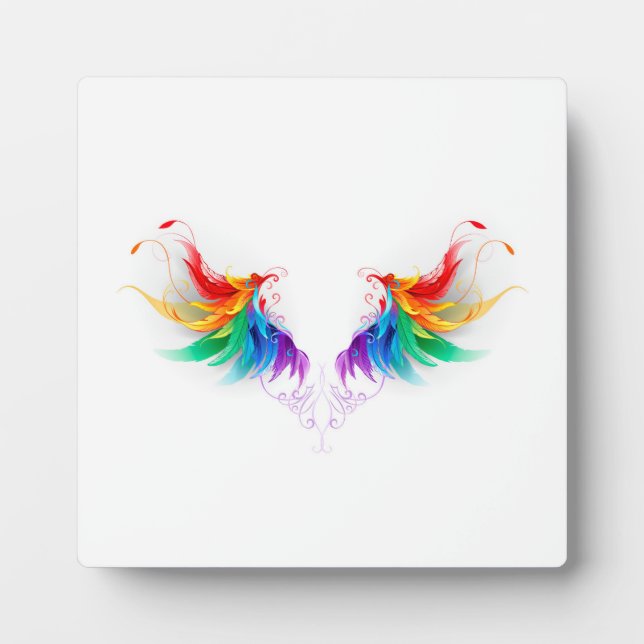 Fluffy Rainbow Wings Plaque (Front)