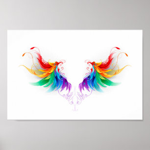 Fluffy Rainbow Wings Poster