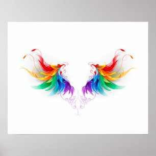 Fluffy Rainbow Wings Poster