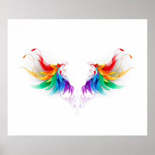 Fluffy Rainbow Wings Poster