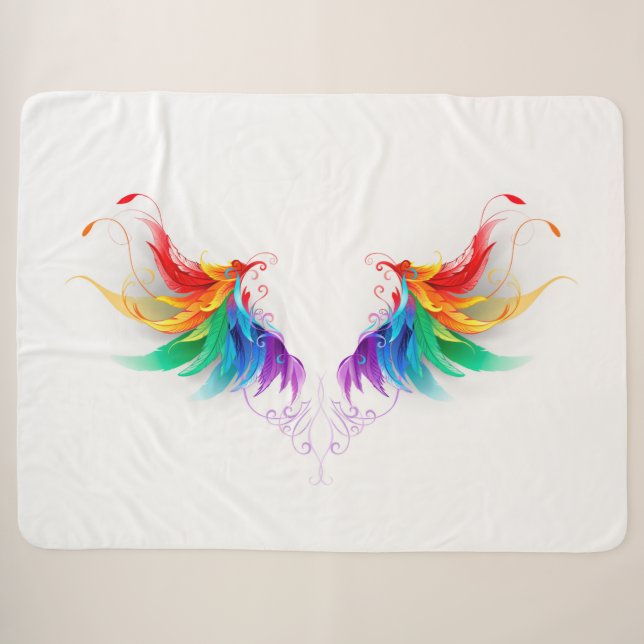 Fluffy Rainbow Wings Sherpa Blanket (Front (Horizontal))