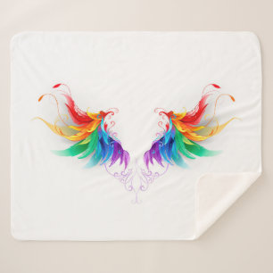Fluffy Rainbow Wings Sherpa Blanket