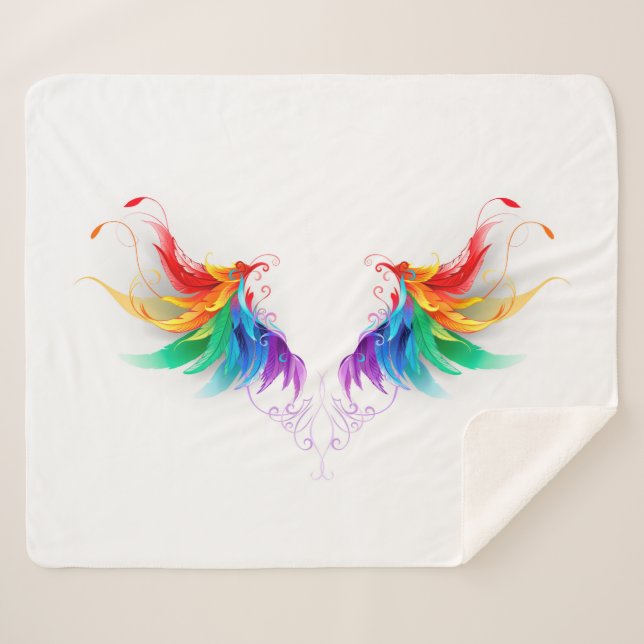 Fluffy Rainbow Wings Sherpa Blanket (Front (Horizontal))