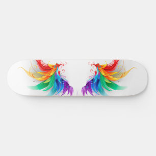 Fluffy Rainbow Wings Skateboard