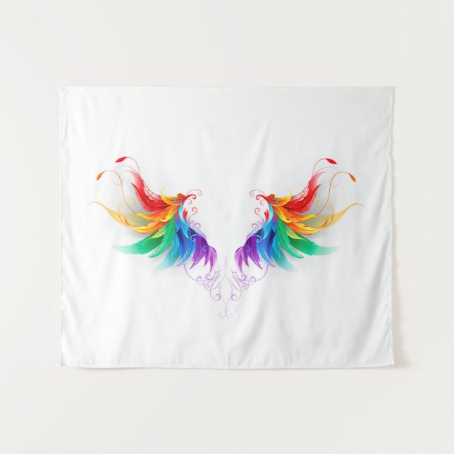 Fluffy Rainbow Wings Tapestry (Front (Horizontal))