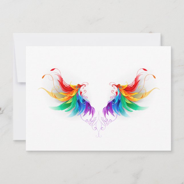 Fluffy Rainbow Wings Thank You Card (Front)