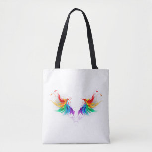 Fluffy Rainbow Wings Tote Bag