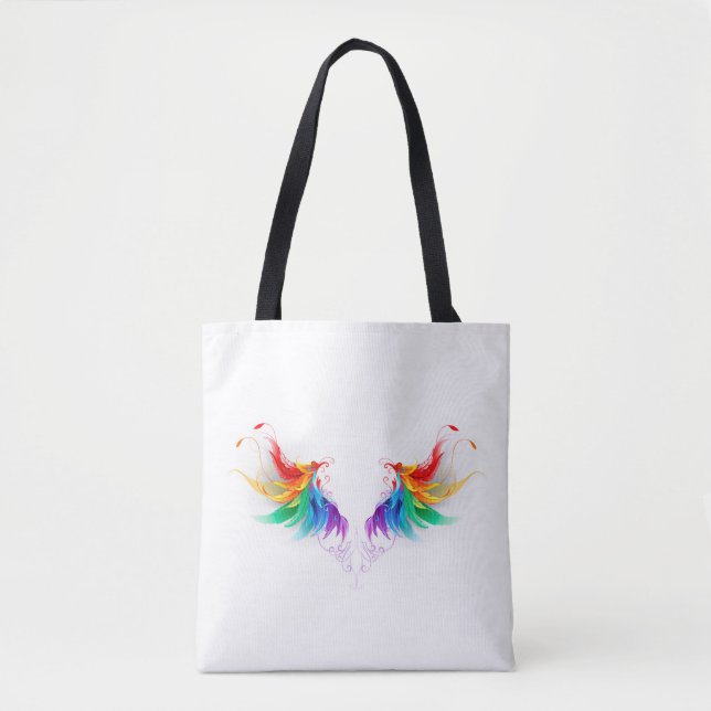 Fluffy Rainbow Wings Tote Bag (Front)