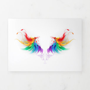 Fluffy Rainbow Wings Tri-Fold Card