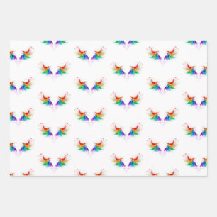 Fluffy Rainbow Wings Wrapping Paper Sheet