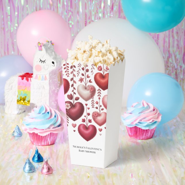 Fluffy Red Floral Heart Baby Shower Favor Box (Party)