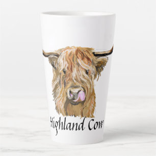 Fluffy Red Highland Cow Original Digital Art  Latte Mug