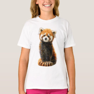 Fluffy Red Panda Cub Illustration Kids T-Shirt