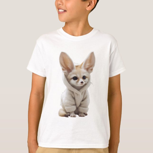 Fluffy Robe Fennec Fox Kids T-Shirt (Front)